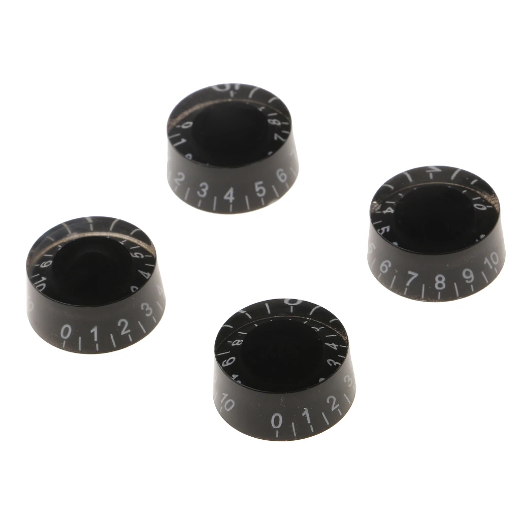 4 Pieces Volume Tone Control Knobs Tuning Dial Buttons Black for  Electric