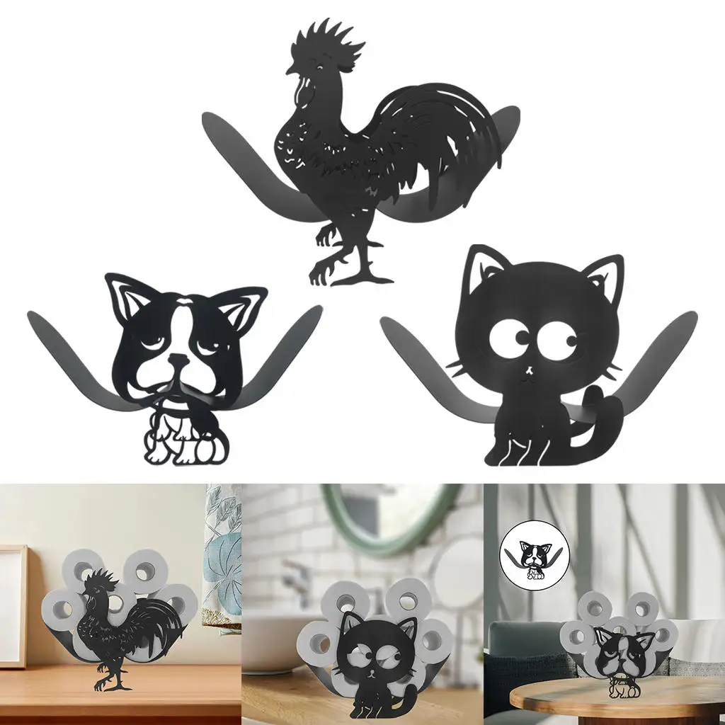 Toilet Roll Holder Free Standing Cute Animal-shaped Iron Paper Storage Vertical Stand Fun Bathroom Accessories Storage