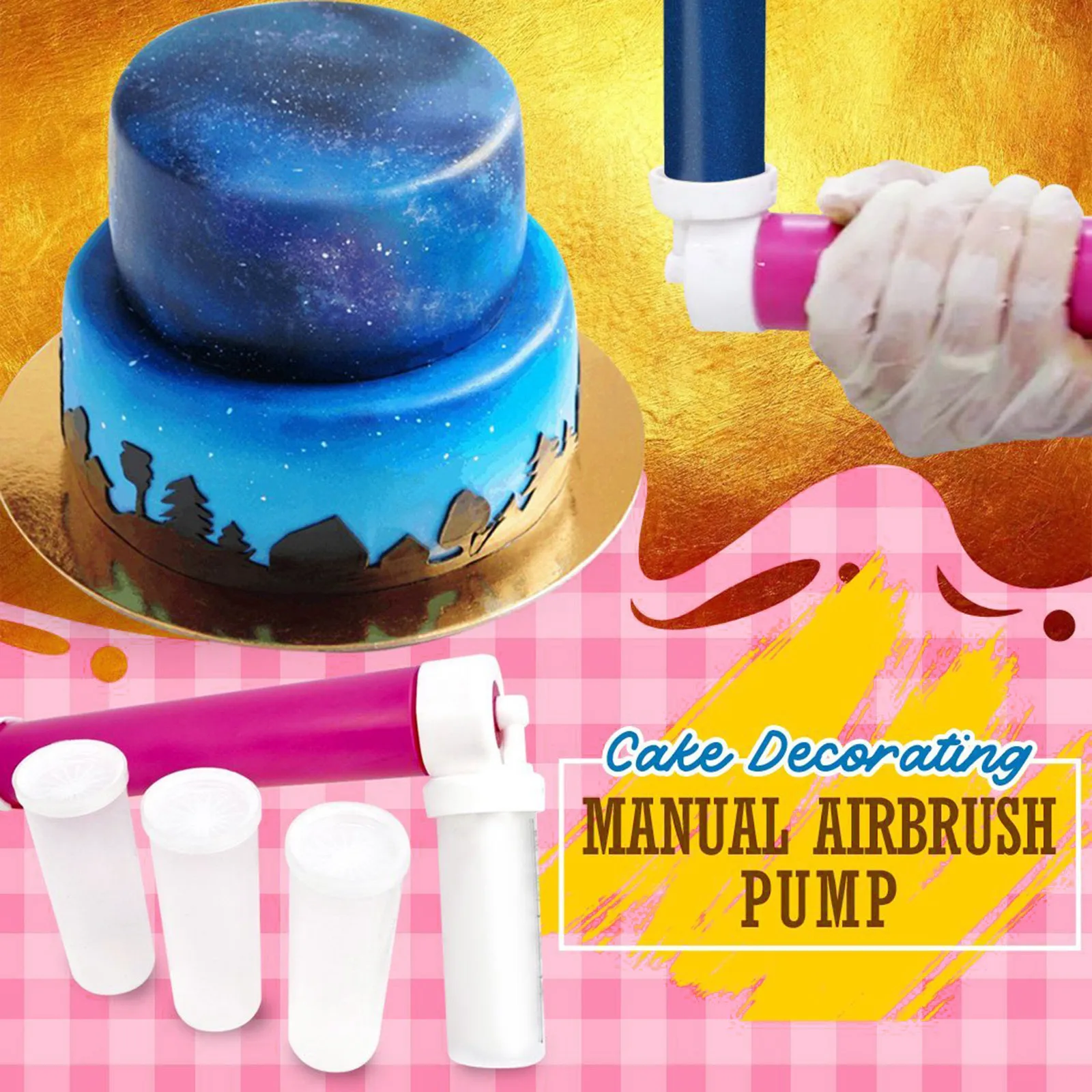 Coloring Pastry Cake Spray Gun Airbrush Cake Decorating Tools & Set Spray Tube 