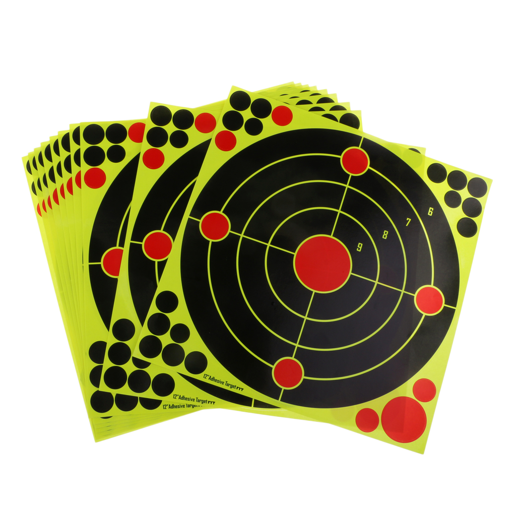 10 Sheet Shooting Targets,  12" Reactive Splatter Florescent Paper Target for Hunting Archery Arrow Training