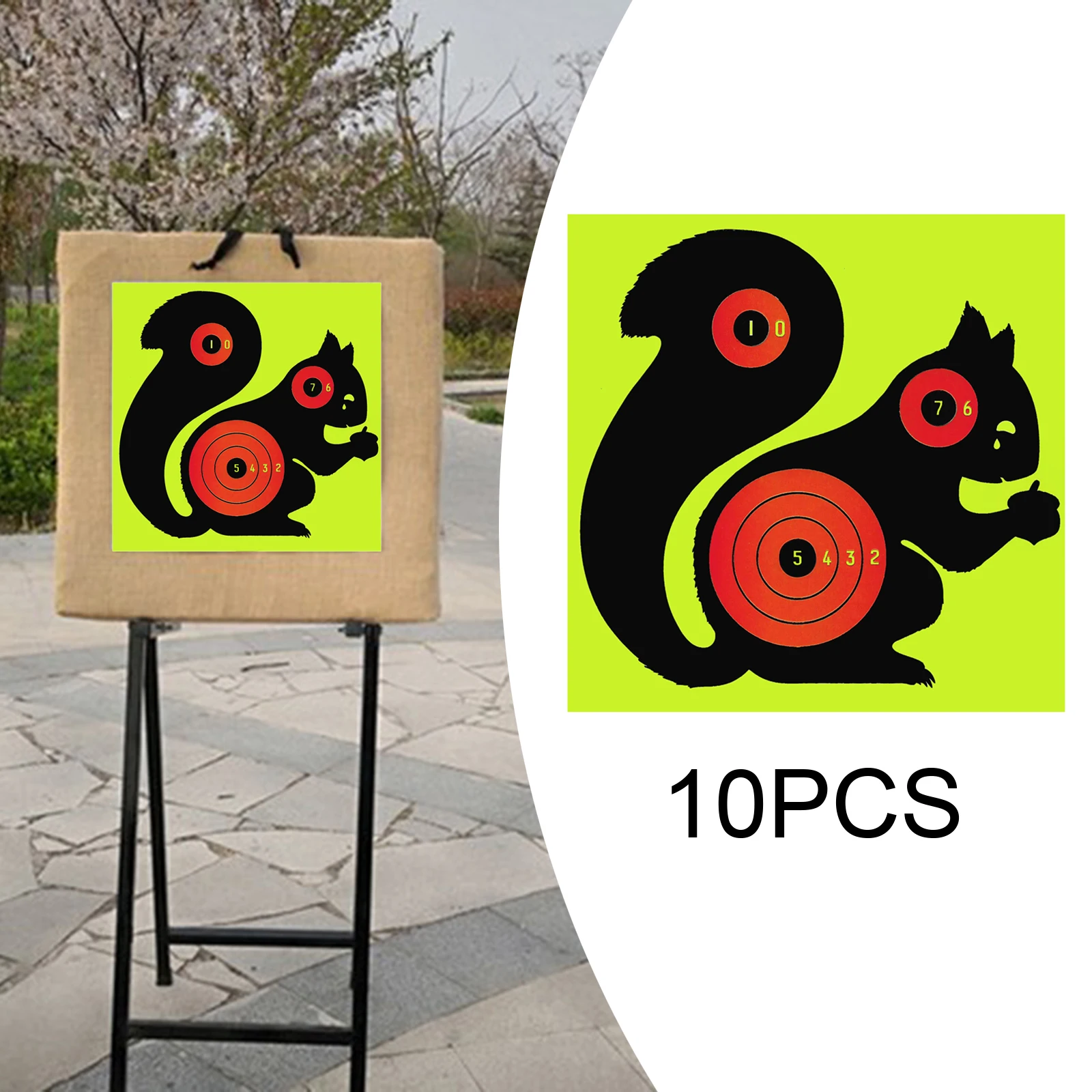 10pcs Paper Target Stickers Adhesive Reactivity Shoot Targets Outdoor Shooting Practice Hunting Training 8*8inch