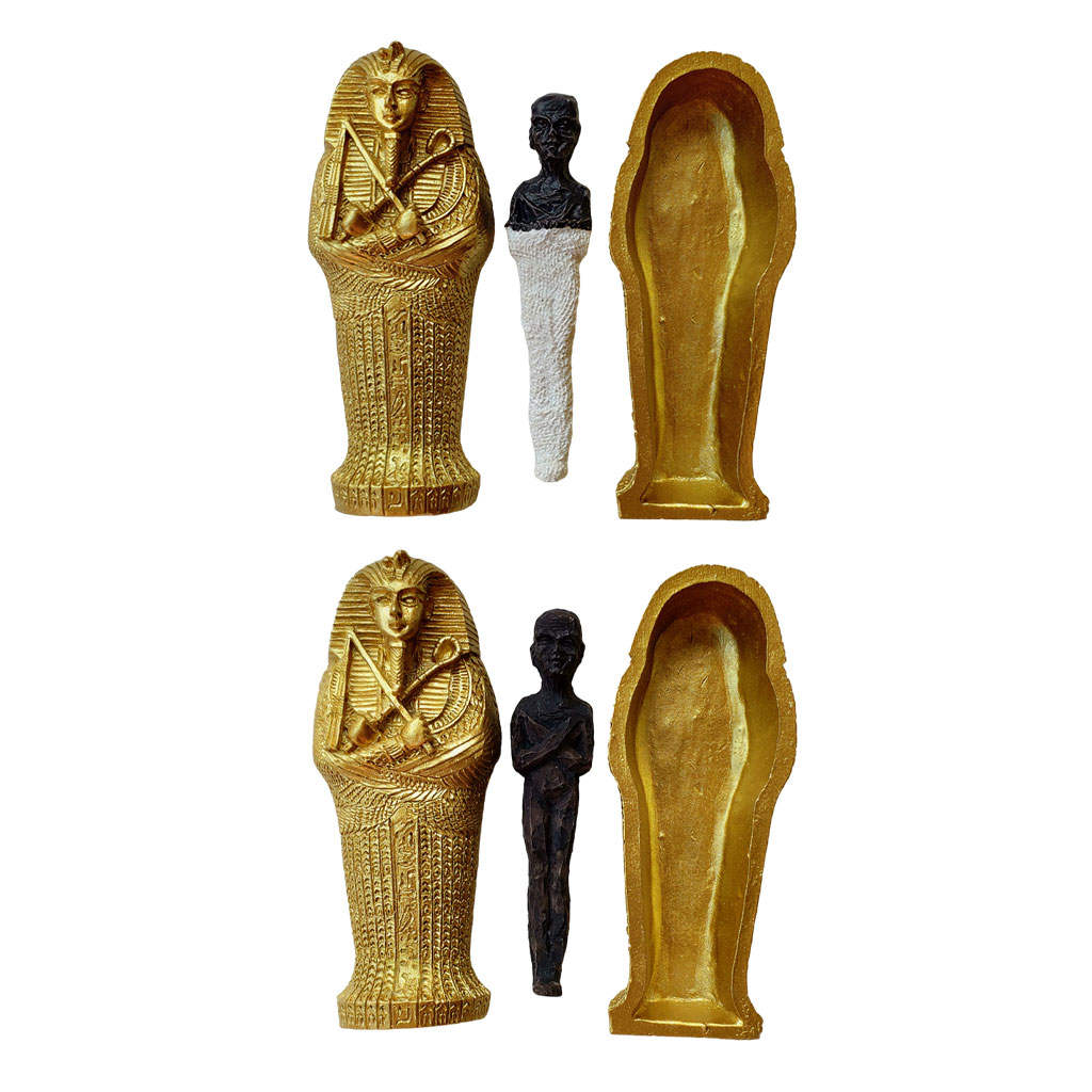 Ancient Egyptian Coffin Sarcophagus with Mummy Sculpture Figure Christmas Home Table Desktop Decor Gifts