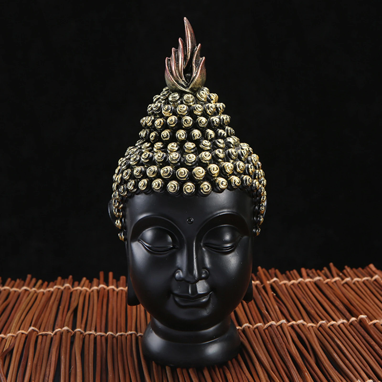 Resin Buddha Head Statue Buddhist Religious Figurine Sculpture Home Decor