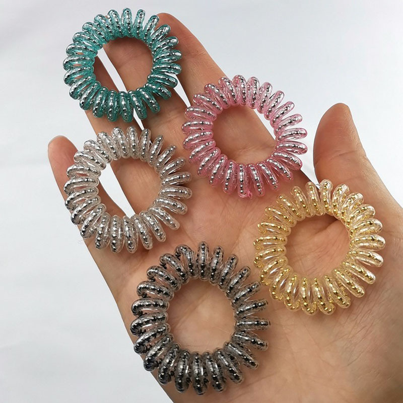 Neu Spirale Haar Krawatten Telefon Kabel Keine Falte Dent Leistungsstarke Grip Pferdeschwanz-halter Haar Zubehör für Frauen Mädchen – Detail 7