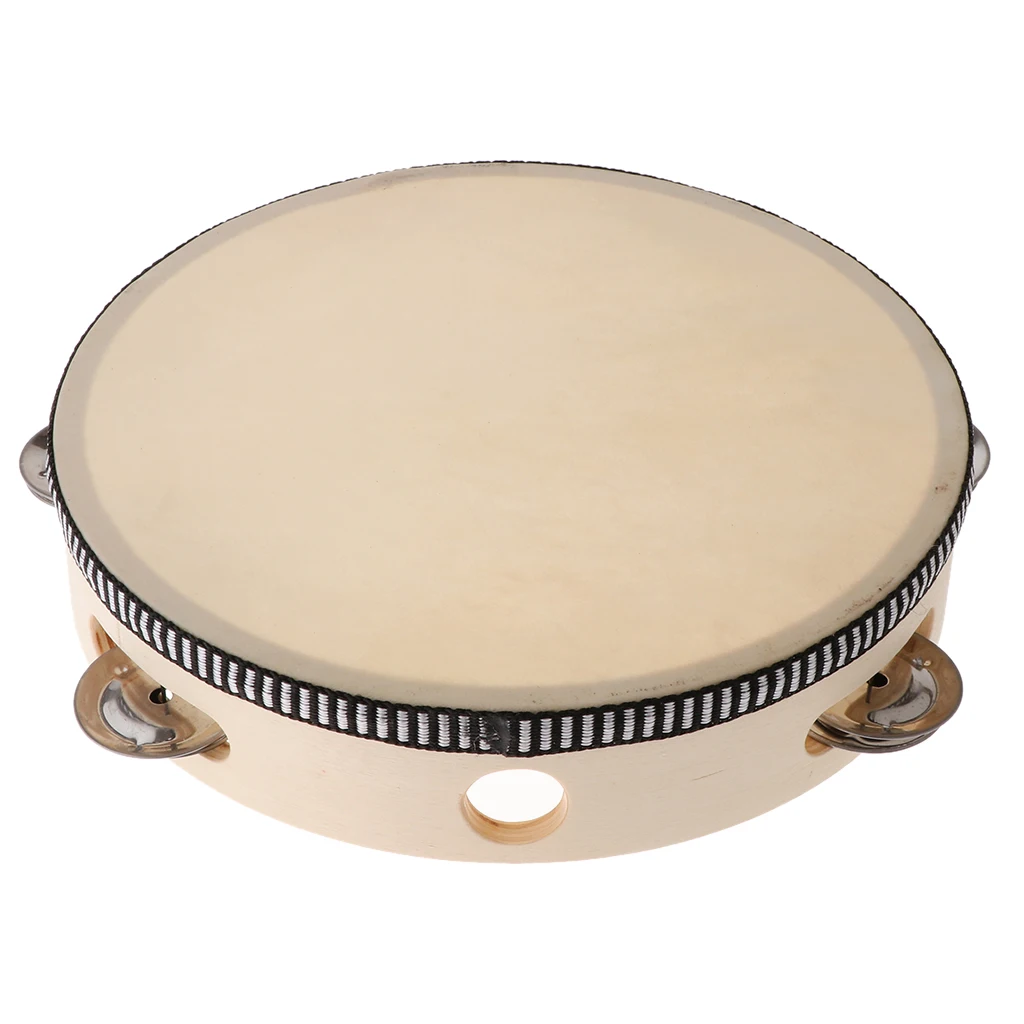 8inch Musical Tamborine Drum Round Percussion With Jingles For Party KTV