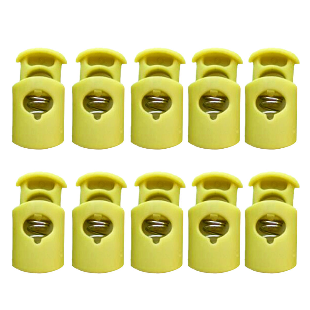 10pcs/set Plastic Toggle Barrel Cord Lock Stopper Spring End Stop - Fluorescent Green