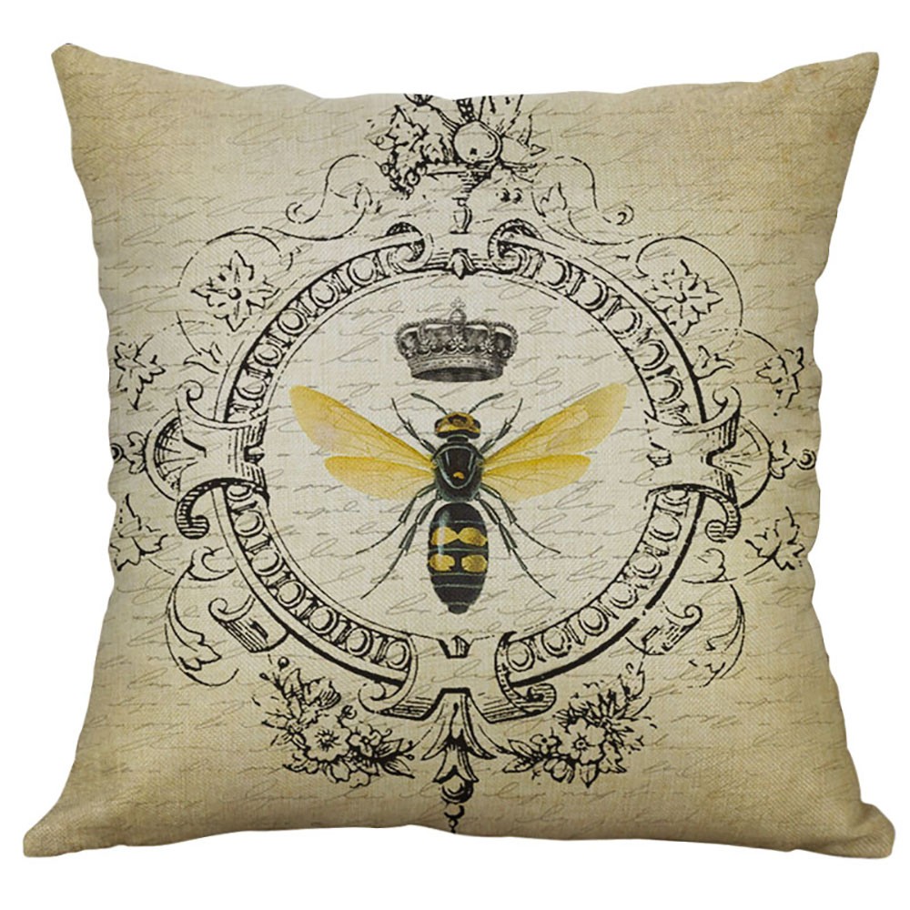 Retro Bee Printed Linen Pillow Case Home Car Cushion Cover European Style Velvet Silk Pillowcase Room Decoration Accessories Decorative Pillows Aliexpress