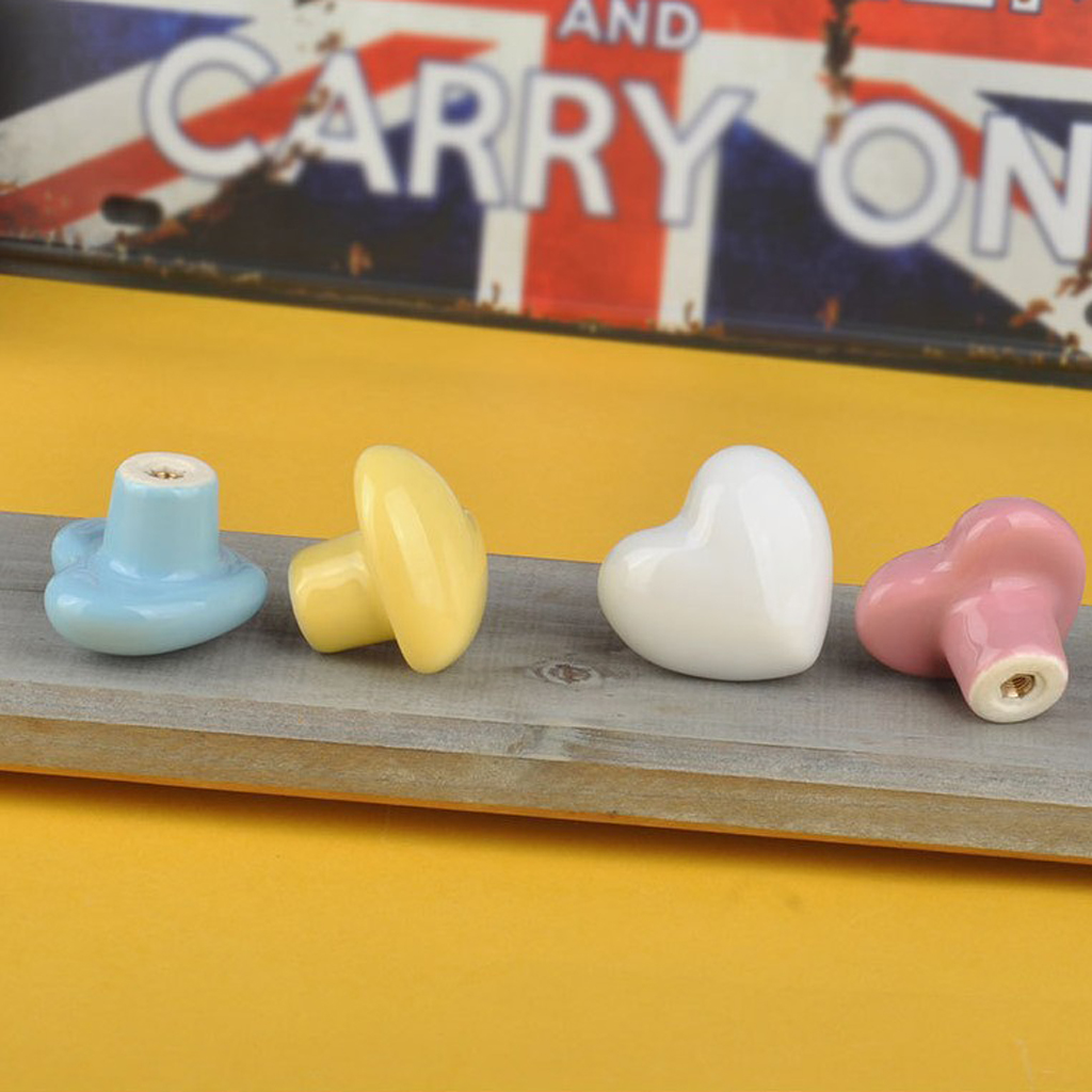 Heart Shaped Ceramic Kitchen Cabinet Cupboard Knobs Door Bin Handle Pull Knob