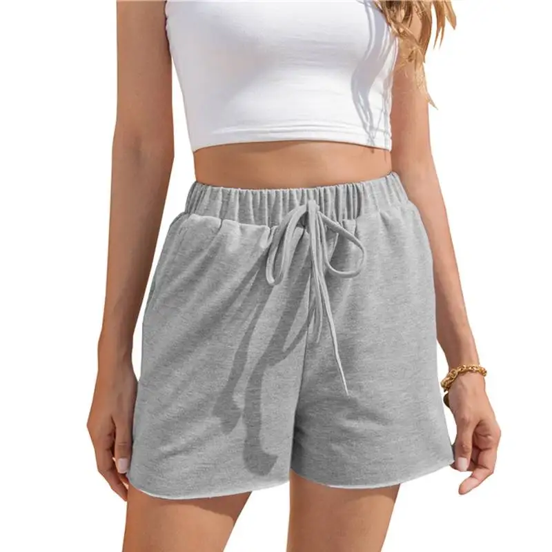 short pants Summer Solid Loose Casual  Shorts  Women Trousers High Waist  Wide Leg Sports Shorts Wear Clothes With Belt denim shorts