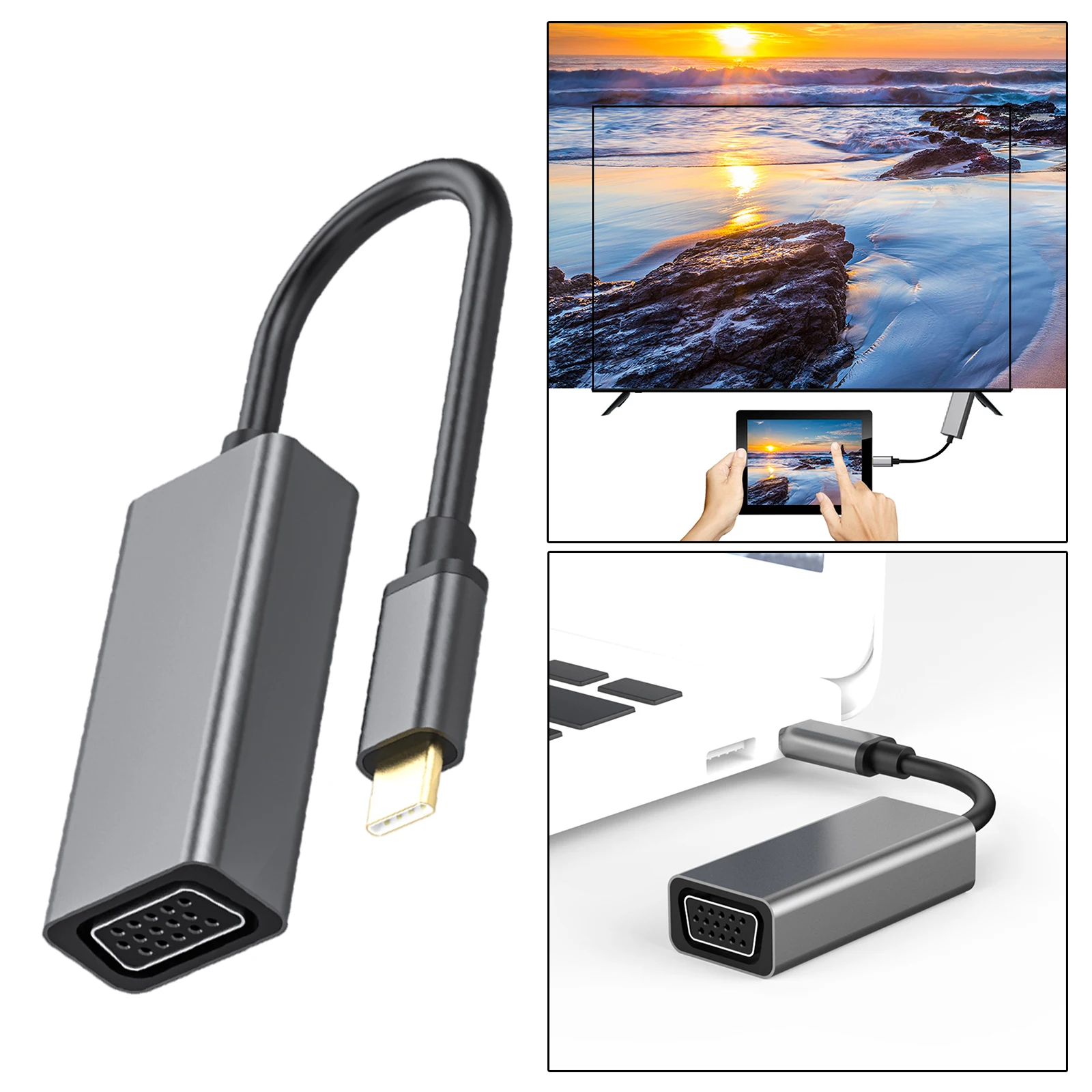 USB 3.1 to VGA Adapter Type C to VGA Converter 1920x1080 for MacBook TV Box for Microsoft Surface Projector Smartphones