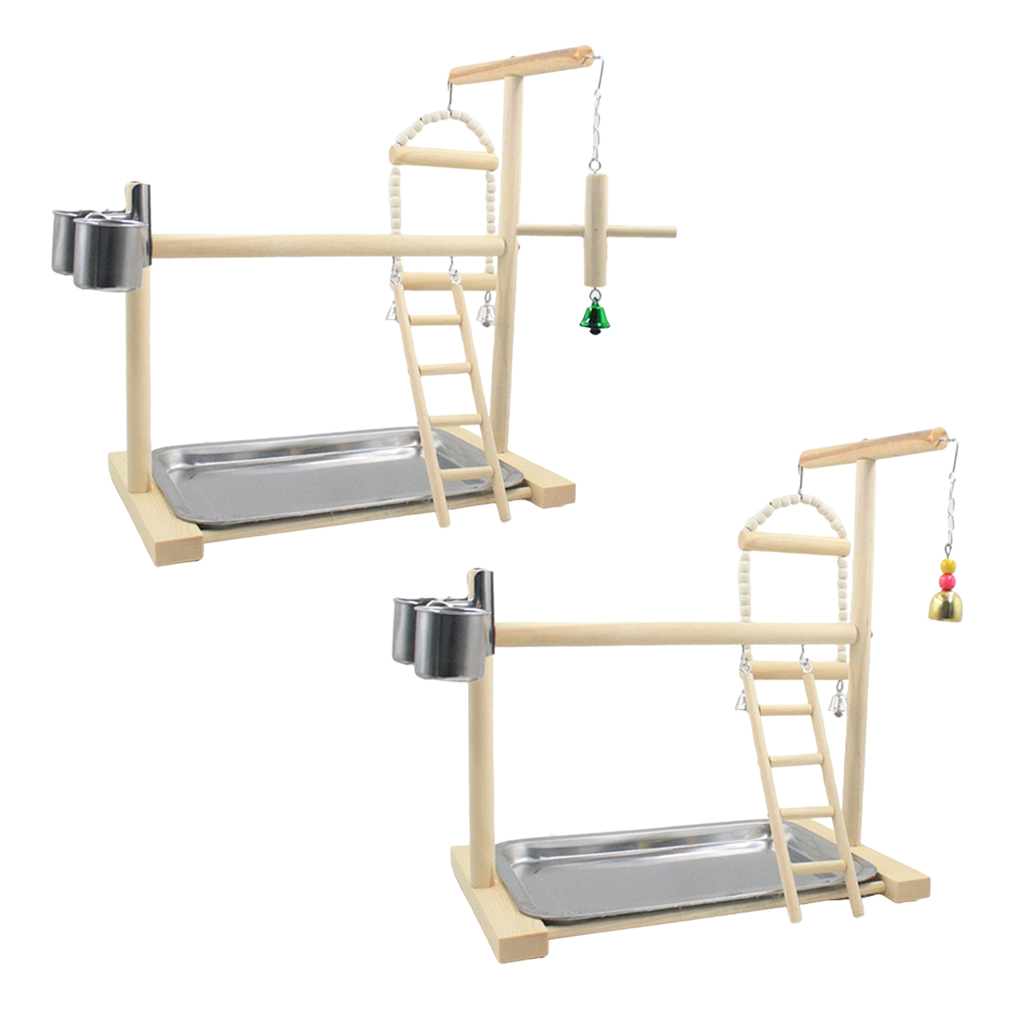 Parrot Play Stand with Feeder Cups Toys Bird Swing Hanging Ladder Cockatiel Playground Bird Perches Playpen Accessories