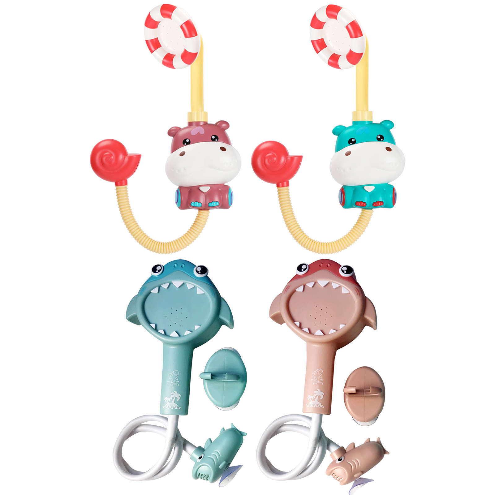 Cartoon Electric Baby Bath Toy Water Play Shower Hippo-shaped Sprinkler Sink for Swimming Pool Accessories Parent-child Toys