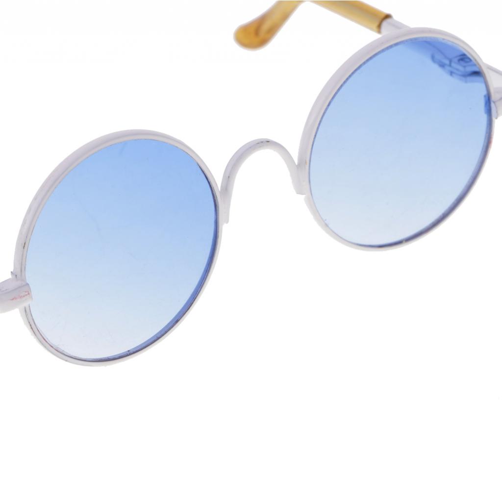 Pair of Fashion Retro Hippy Round Glasses Eyewear Eyeglasses for 1/3 BJD SD AS DZ MSD YOSD White