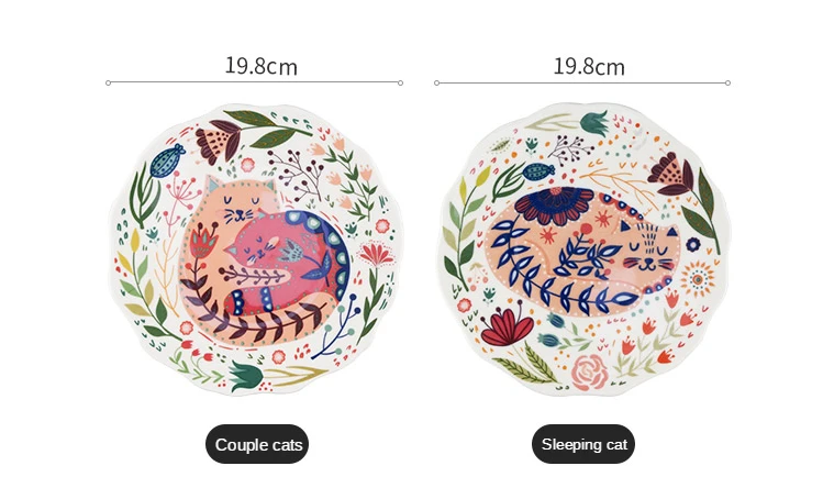 handmade dinner ceramic cat plates for cat lover