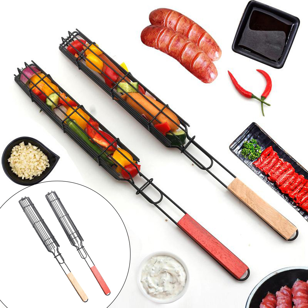 Kabob Grilling Baskets Non-Stick Metal for Vegetable Chicken Kitchen Accs