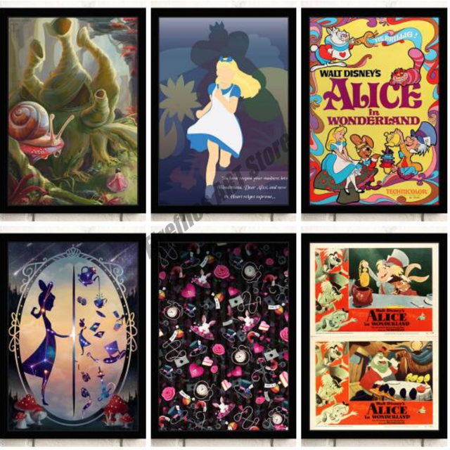 Alice in Wonderland Art Prints Animated Movie Poster Nursery