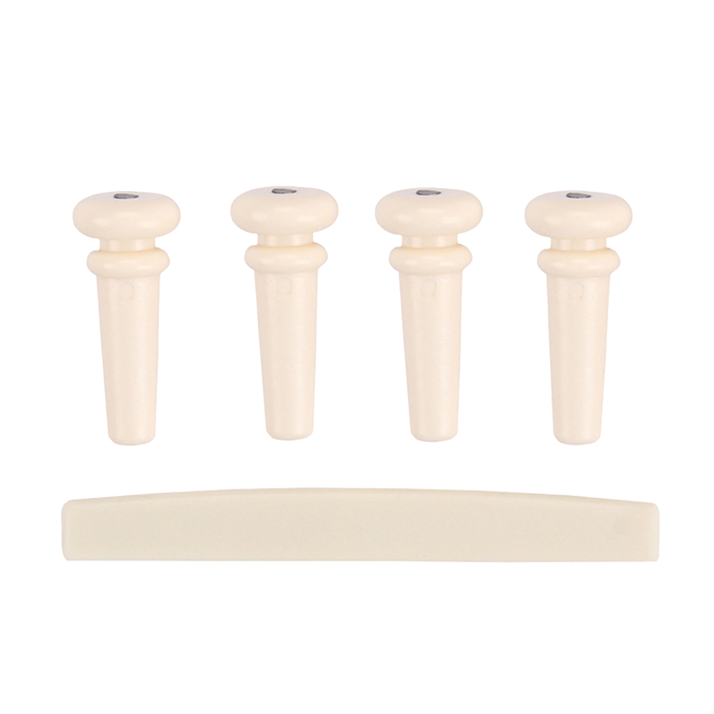 1 Set Cream Plastic Bridge Pins+Saddle for Acoustic Bass Guitar Musical Instrument Parts