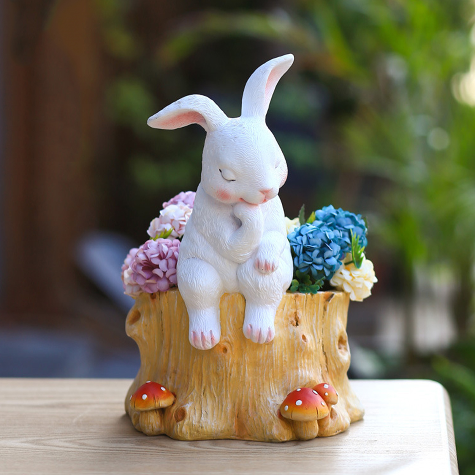 Succulent Planter Pot Bunny Statue Window Box Desk Organizer Lawn Decoration