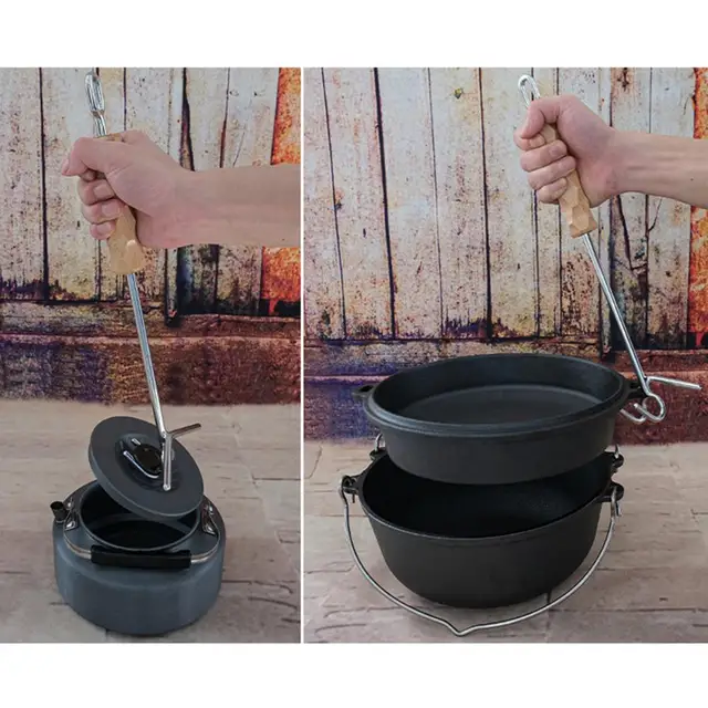 Dutch Oven Lid Lifter Cast Iron Enamel Soup Pot Lifter Stew Pot Soup Pot  for Camping Stainless Steel 2 Hook Anti-rust Lifer - AliExpress
