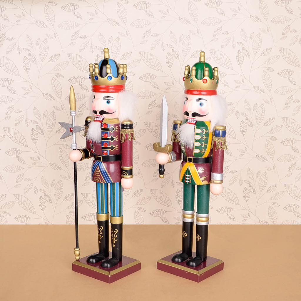 Red 30cm wooden nutcracker soldier figure puppet doll home decor toy