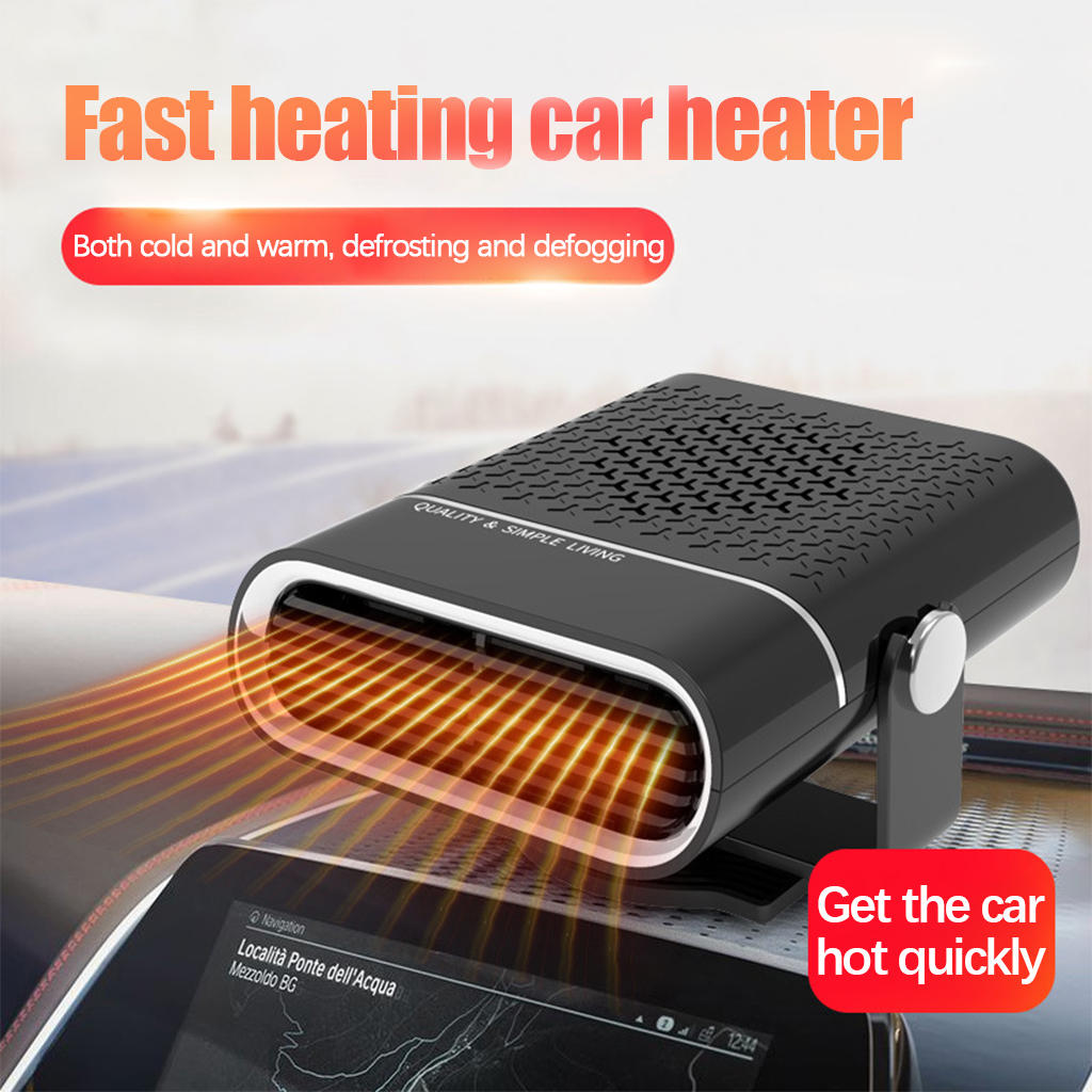 2 in 1 Car Heater Fast Heating Plug in Cigarette Lighter with Heating Cooling Modes Automobile Windscreen Fan Defogger Fan