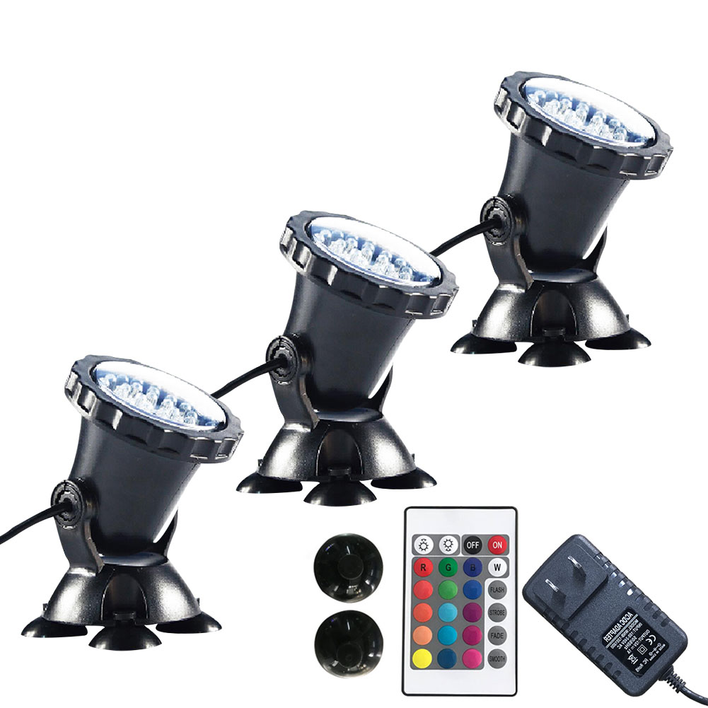 Remoto ao ar Tanque de Peixes à Prova Cor em Mudança Controle Livre Pátio Jardim Subaquática Holofotes Submersível Rgb Piscina Dwaterproof Água 7 Luzes e Iluminação