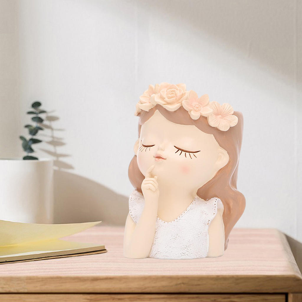 2xFemale Head Flower Pot Cute Portrait Succulent Bonsai Planter 7.5x7.5x11cm