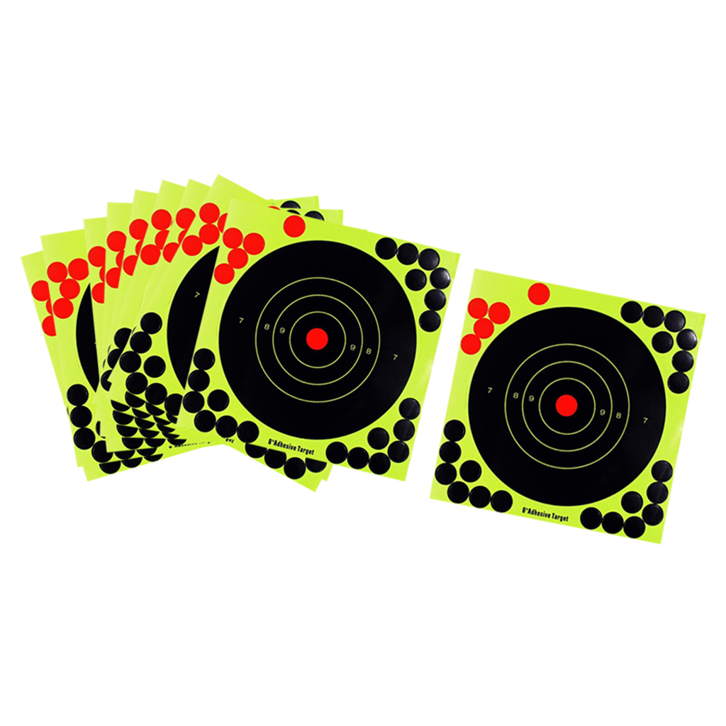 Outdoor Indoor Shooting Targets 8 inch Adhesive Target Splatter Glow Shot Rifle Florescent Paper Target 10 Pieces