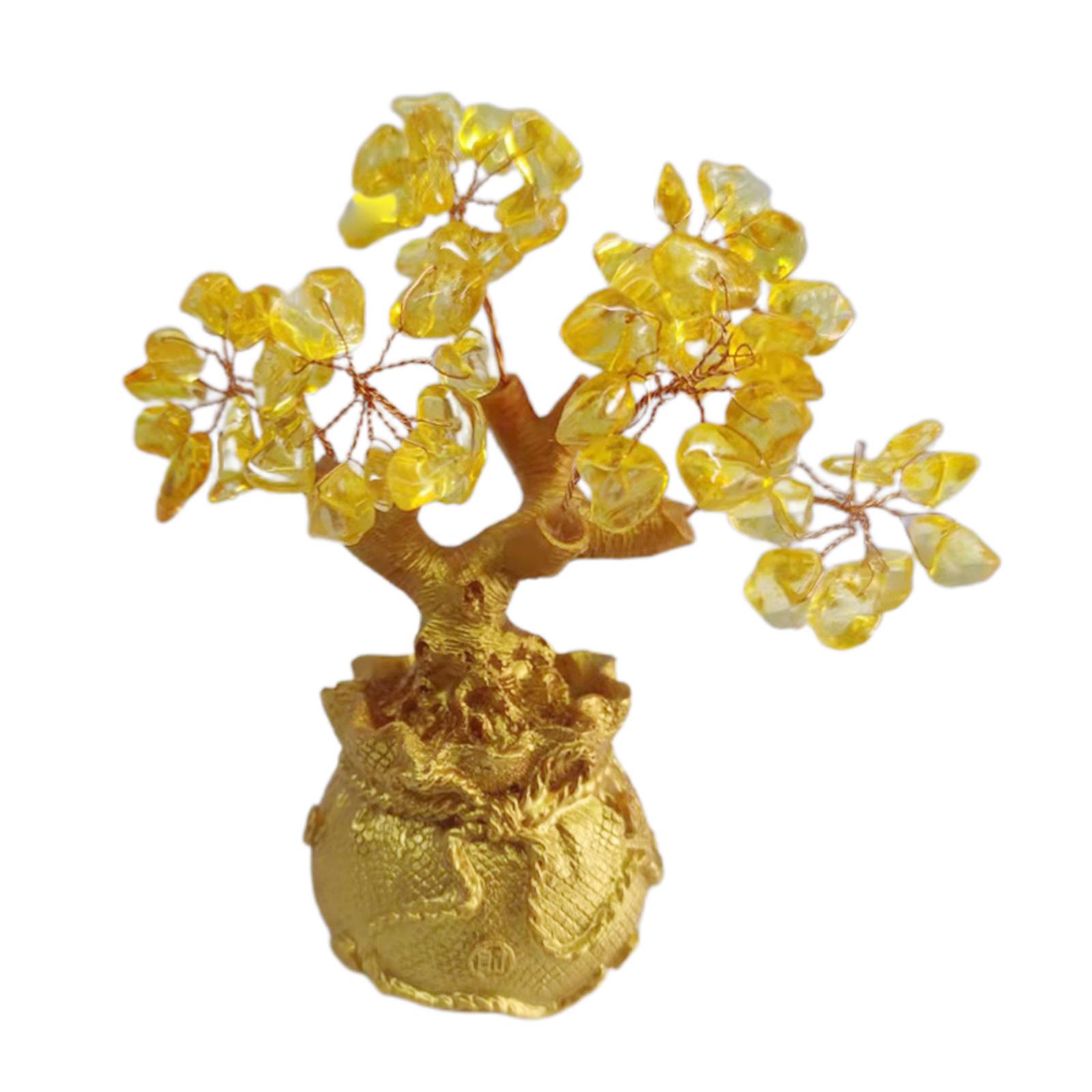 Crystal Money Tree Feng Shui Figurine Bonsai Wealth and Luck Crafts for Home Shop Bedroom Ornament Living Room Decoration