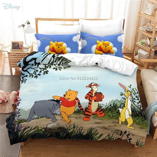 New Brand Mickey Mouse Bedding Set Disney Winnie The Pooh Cartoon Duvet  Cover Set Bed Sheet Pillowcase Twin Full Queen King Size - AliExpress