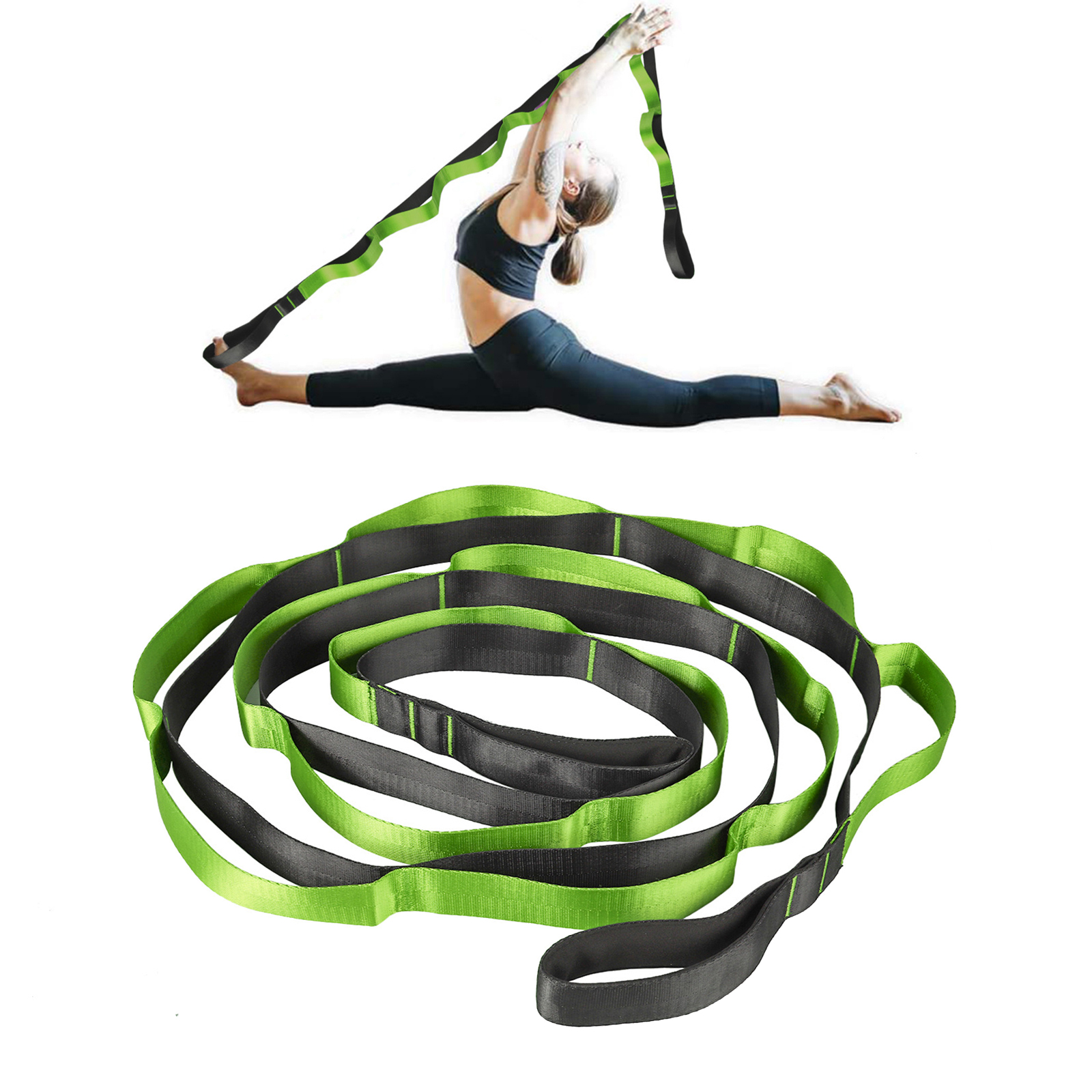 270cm Yoga Stretch Strap, Sports Stretching Strap, Pilates Pull Belt for Physical Therapy, Latin Dance and Gymnastics