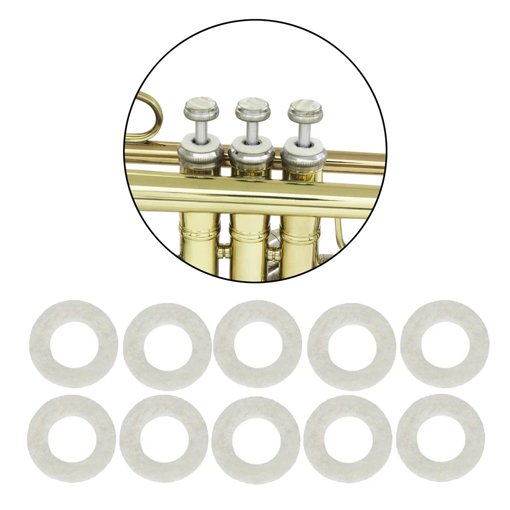 10 Pieces Lightweight Trumpet Felt Washers Cushion Pad Brass Instrument Parts & Accessories