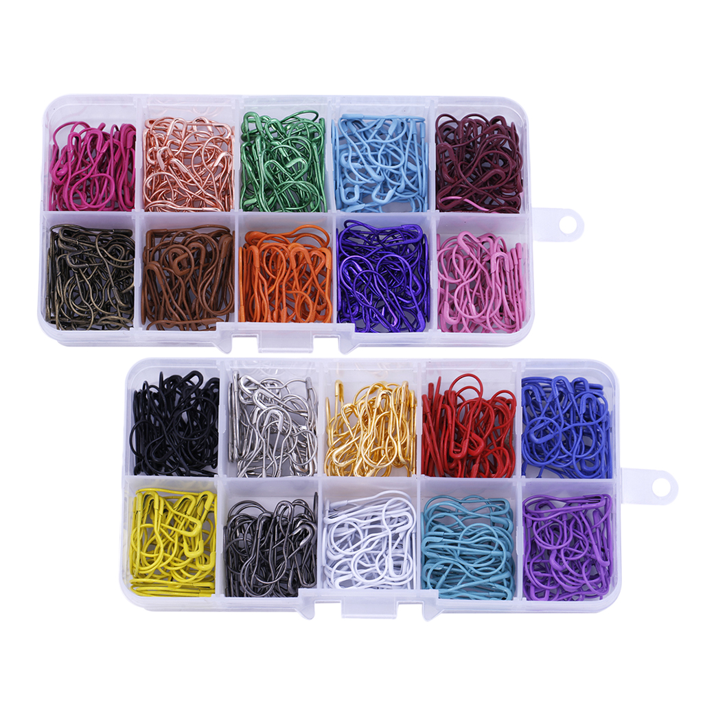 600 Pieces Assorted Bulb Safety Pins Calabash Pins Pear Shaped Pins Knitting Stitch Markers with Storage Box