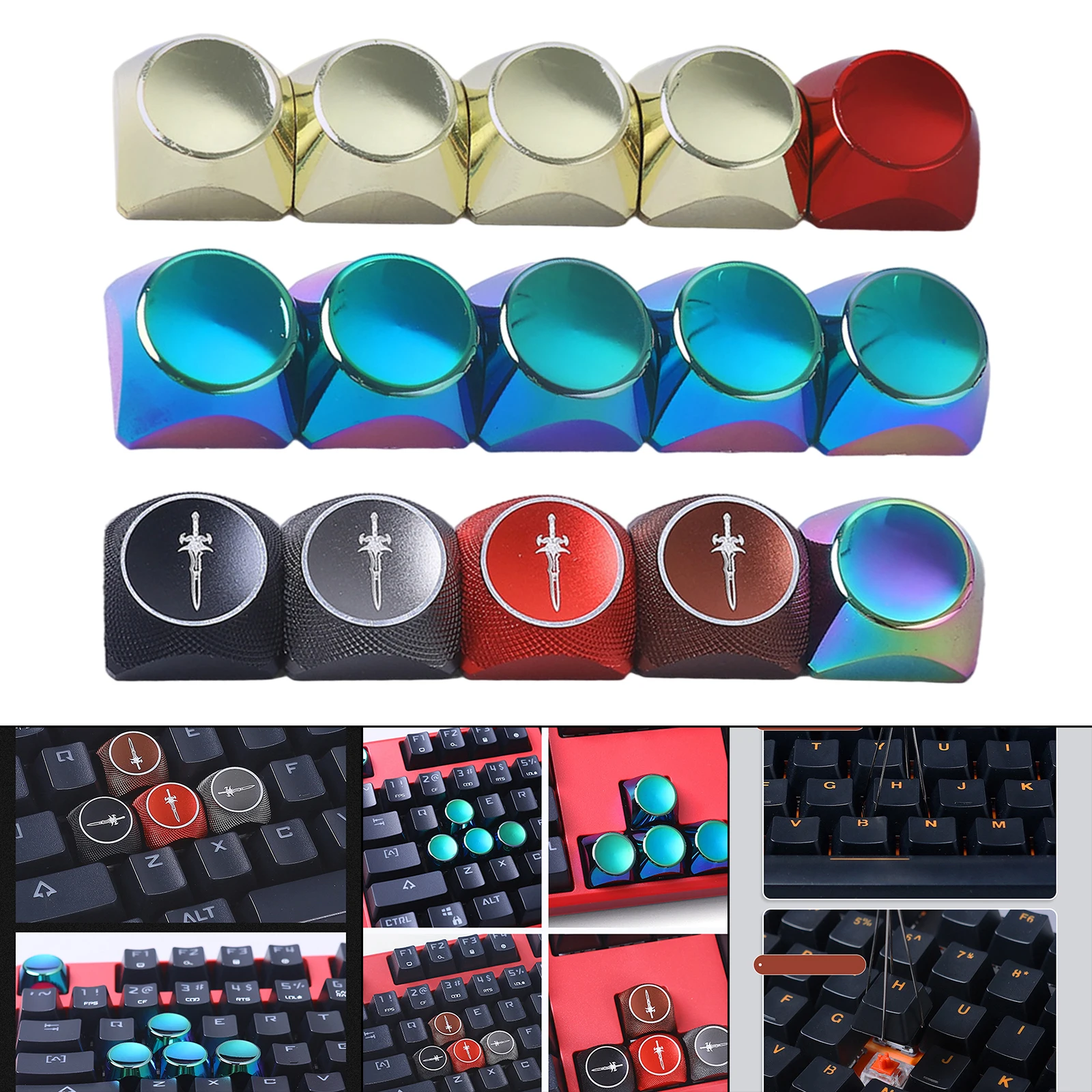 5 Keys Keycaps Set Aluminium Alloy KeyCaps ESC&Direction keycaps ESC Entre keys DIY Keyboard