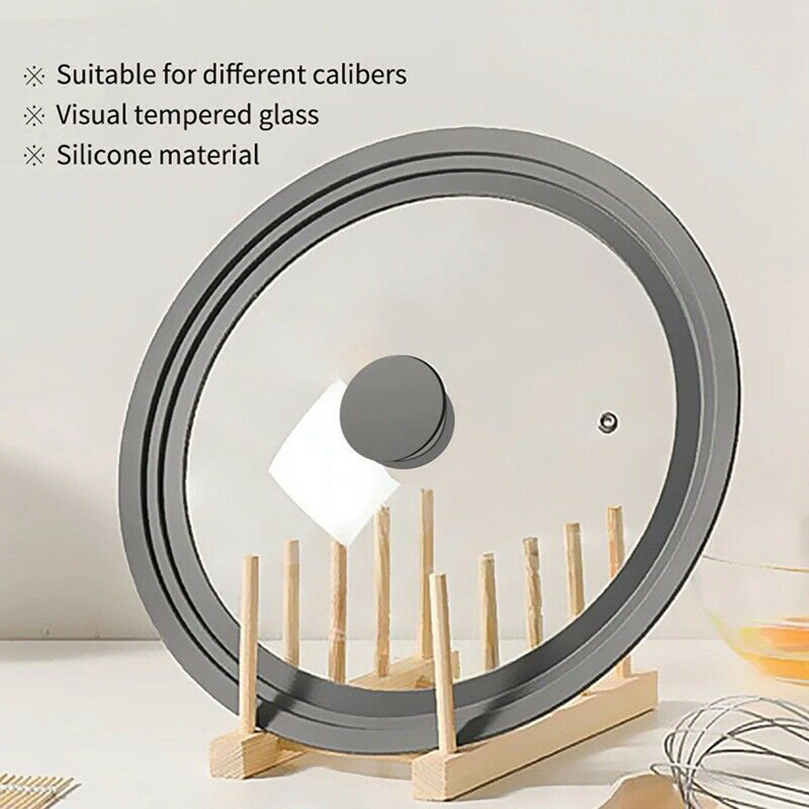 Universal Silicone Glass Lid Cover Heat-Resistant with Steam Hole for Cooking Pot Frying Pan Saucepan Round