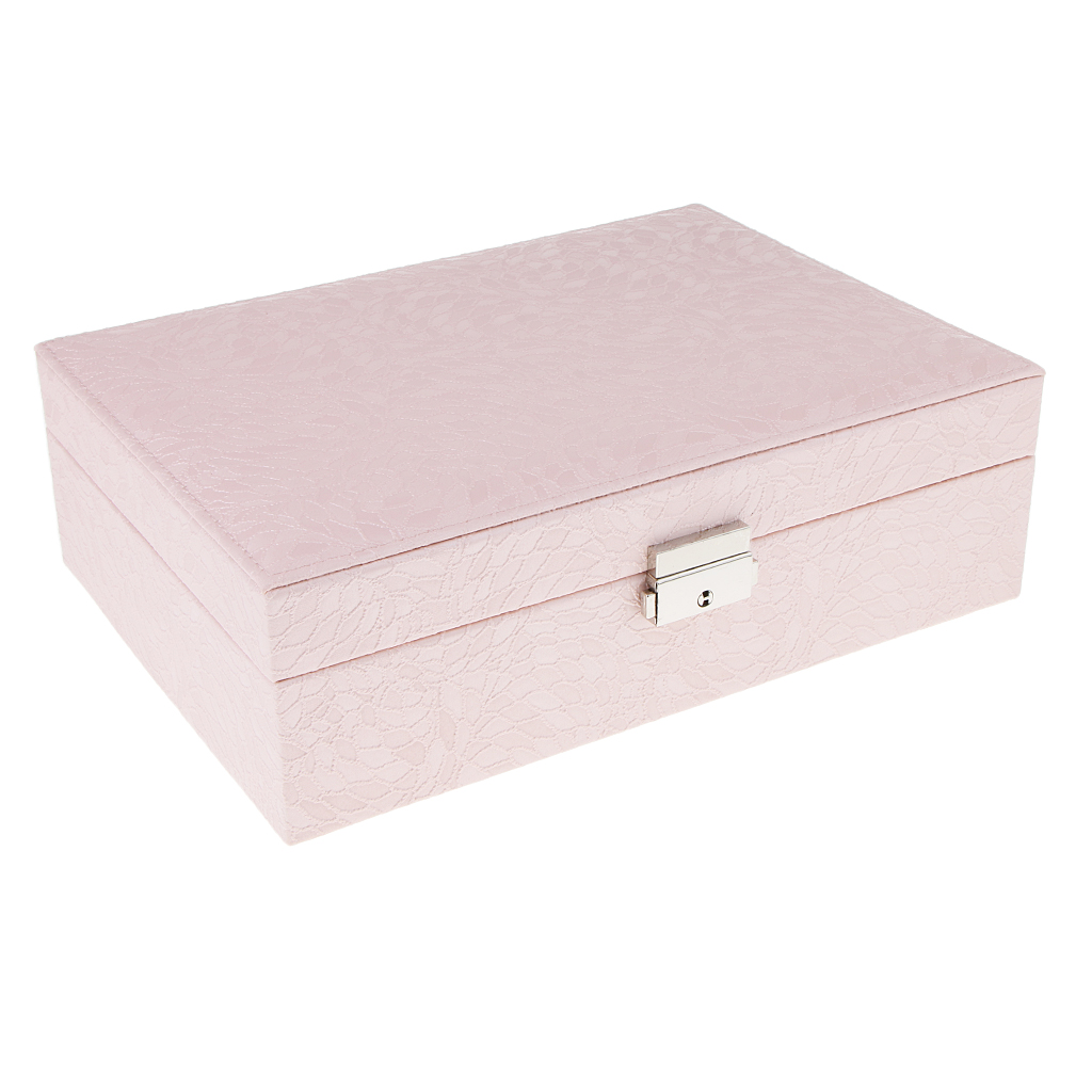 Mini Heart Mirror Double Layer Jewellery Box PU Leather Storage Cases Holder