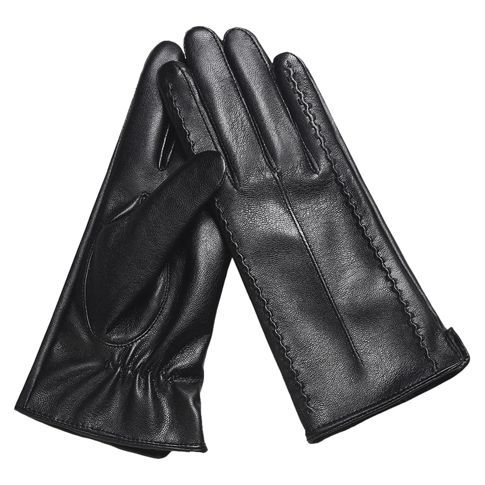 1 Pair Winter Men Women Motorcycle Gloves Velvet Leather Riding Gloves Vintage Black Bike Warm Gloves Cycling Protective Gear