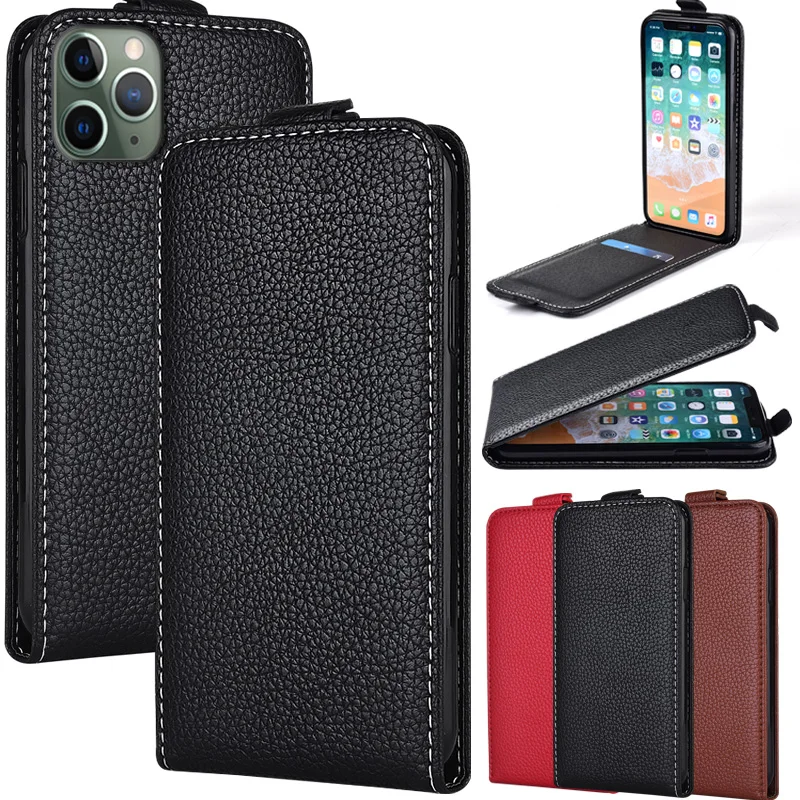 Flip Up and Down Pu Leather Case for Iphone 12 Mini 11 Pro Max XR X XS Max 8 7 6 6s Plus 5 5s Vertical Case Cover iphone xr case with card holder