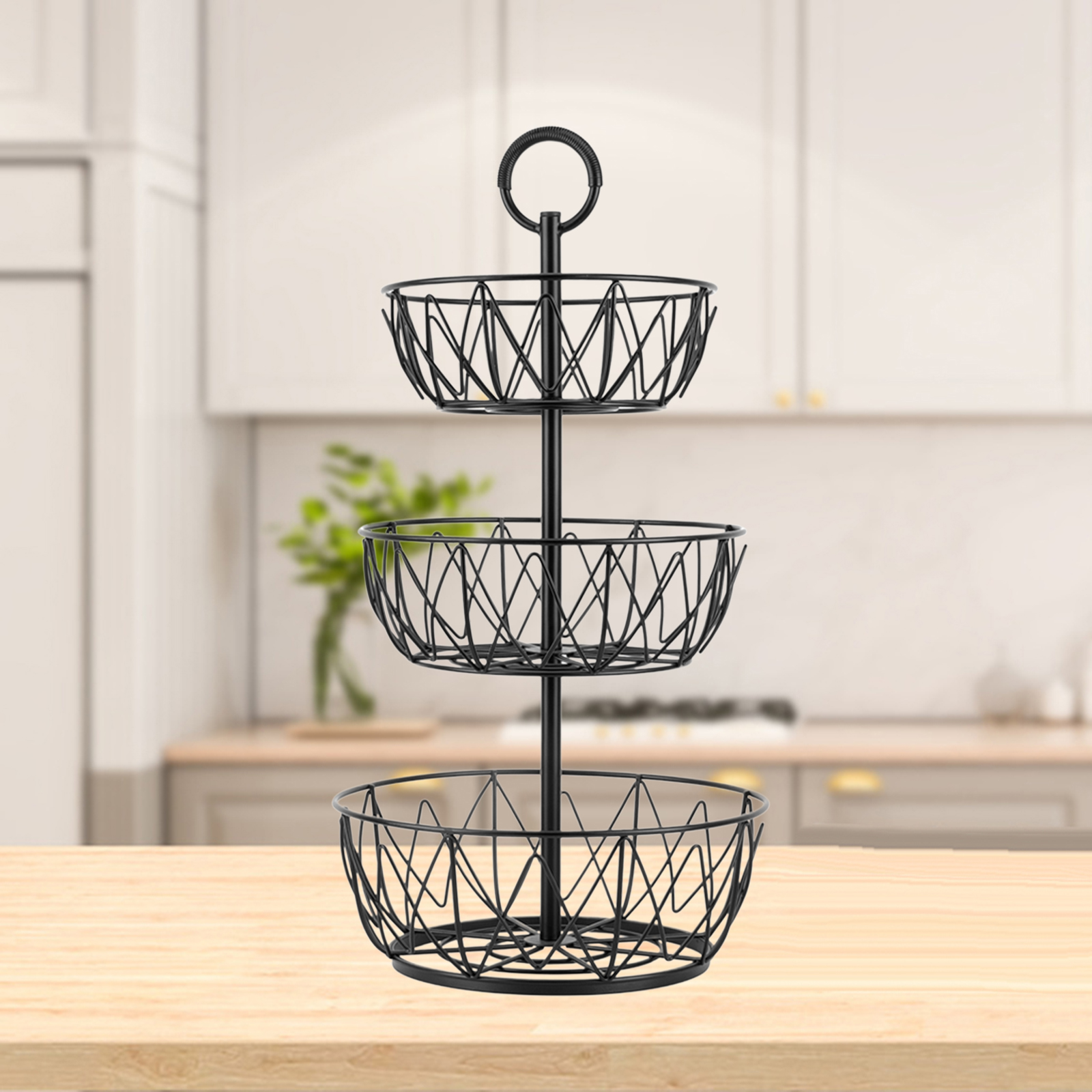 3 Tier Black Fruit Basket Holder Tabletop Bowl Stand for Vegetables Snacks Retro Home Party Festival Cake Tool Supplies