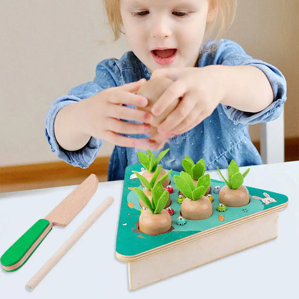 Montessori Montessori Wooden Toys Catch The Worms Preschool Learning Toys Matching Game for Kids 1 2 3 4 5 6 Holiday Gifts