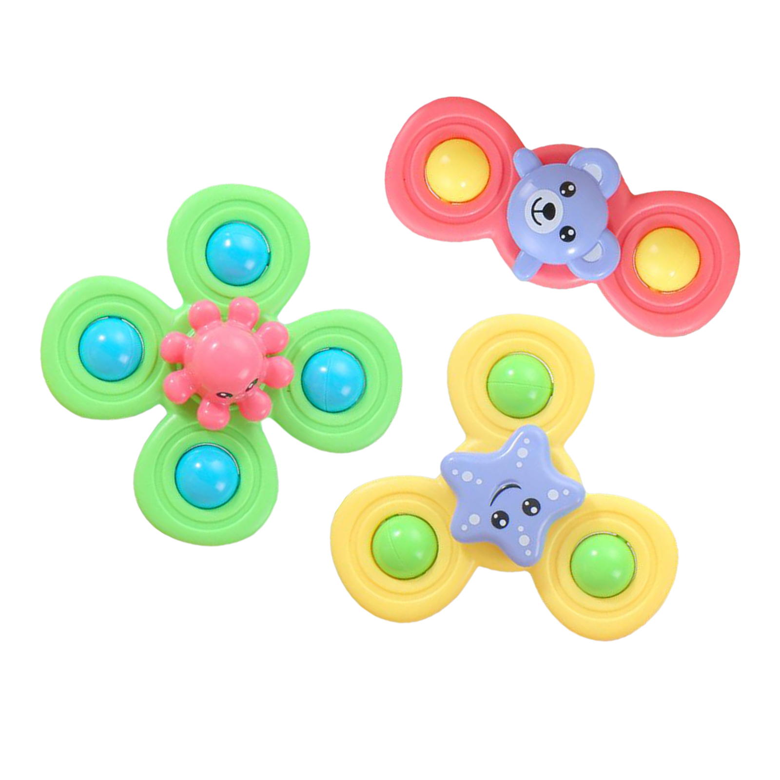 3x Interesting Baby Bath Toys Top Spin Spinning Top Sucker Toy Kids Gift