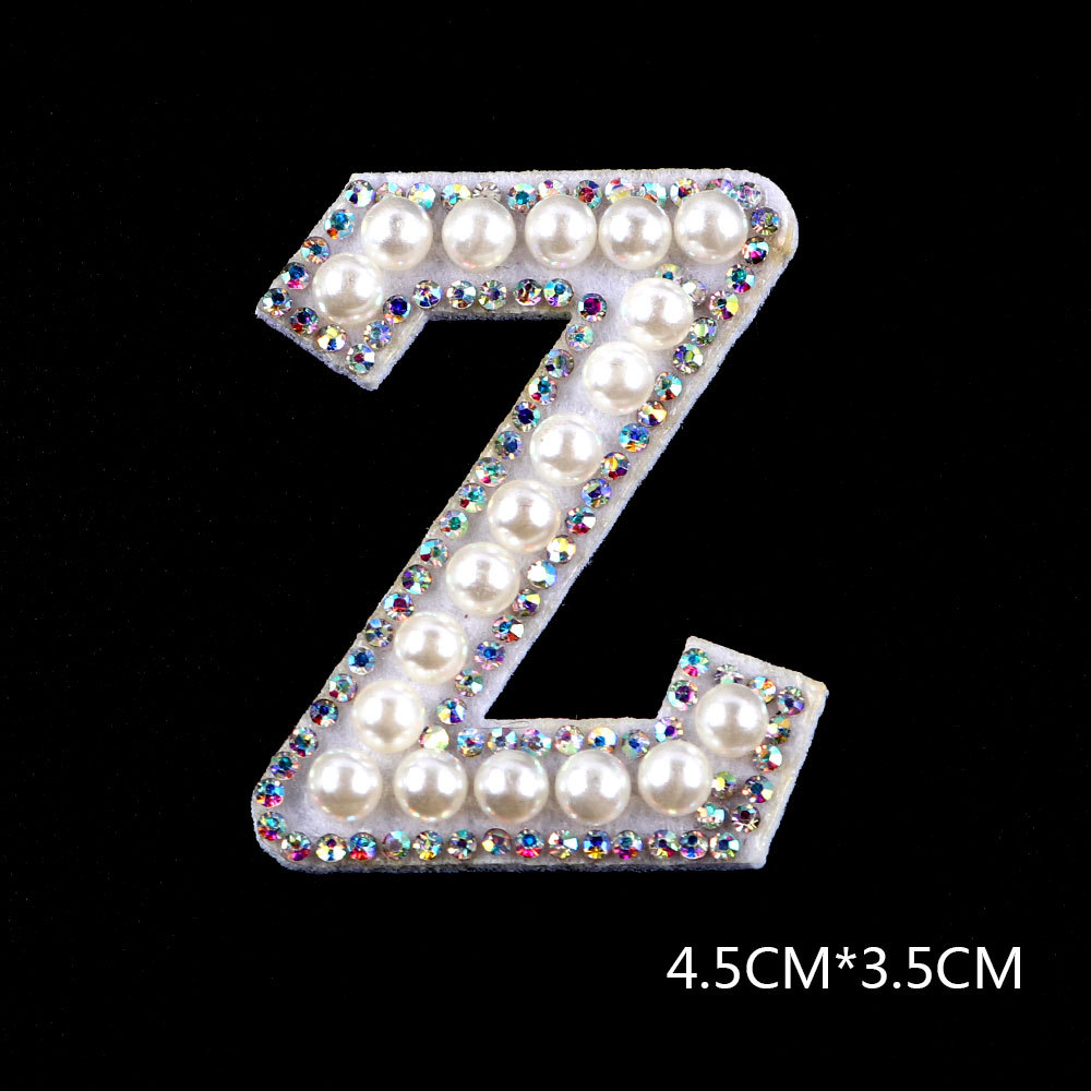 26 brief AB Strass Perle Englisch Alphabet Patch 3D Perlen Aufkleber Mixed Stickerei Patch Für Kleidung Logo Diy Applique – Detail 37