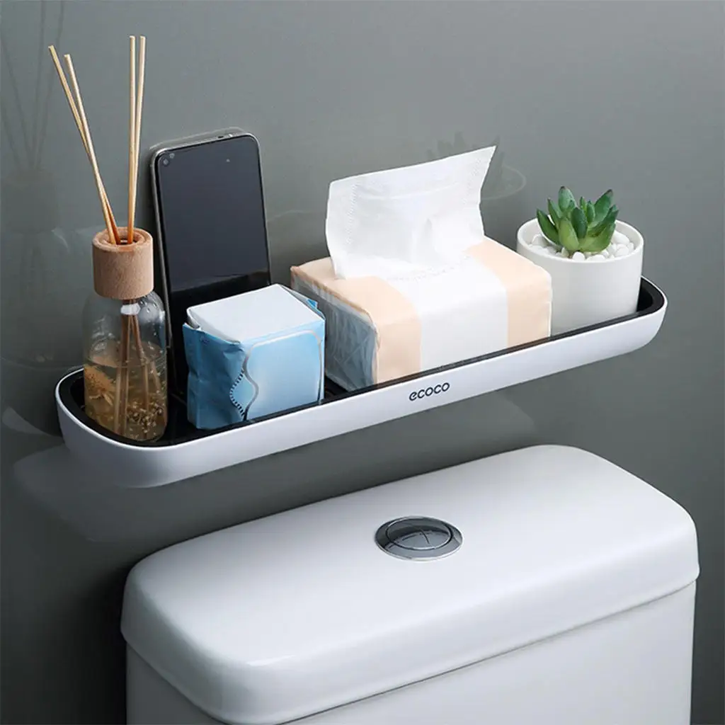 Bathroom Wall Shelf Durability and Longevity Heavy Duty Wall Hanging Punch-Free Vanity Rack Holder Tray for Bath Shower Restroom