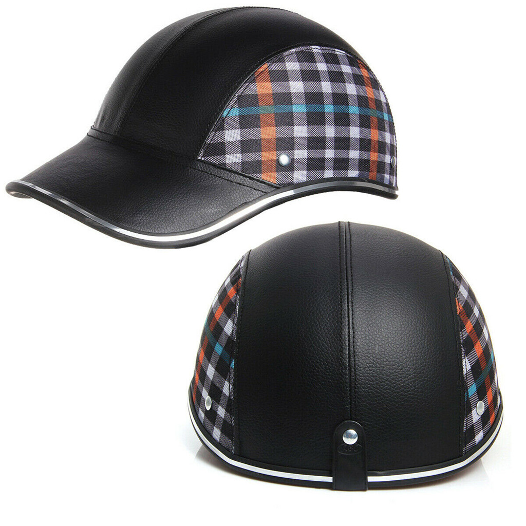 New German Style Bicycle Helmet Motorcycle Half Helmet Open Face DOT for Cruiser Chopper  PU Leather Cycling Caps