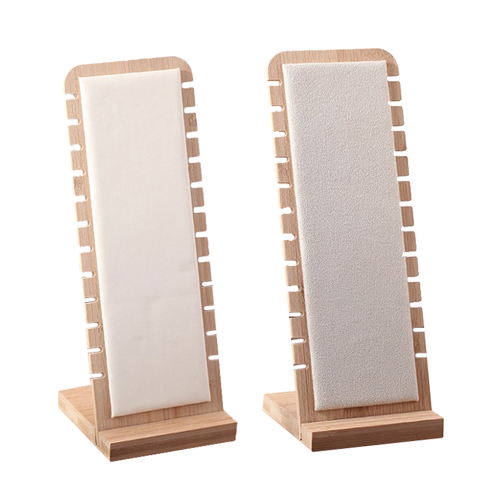 2pcs Elegant Jewelry Display Holder Desktop Stand L-Shape Suede Leather for Necklace Bracelets Pierced Earrings Studs Holder