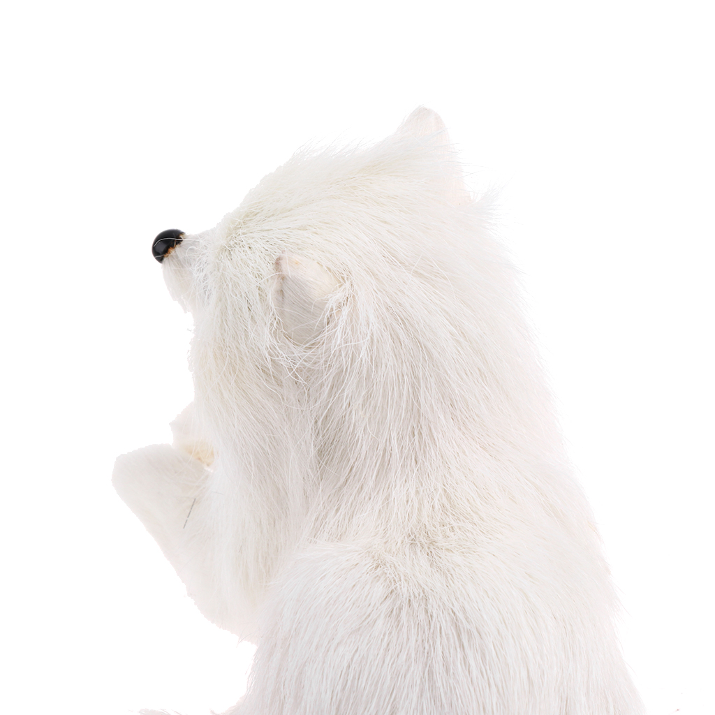 Cute White Lifelike Fur Lying  Animal Model Figurine Home Decor Crafts