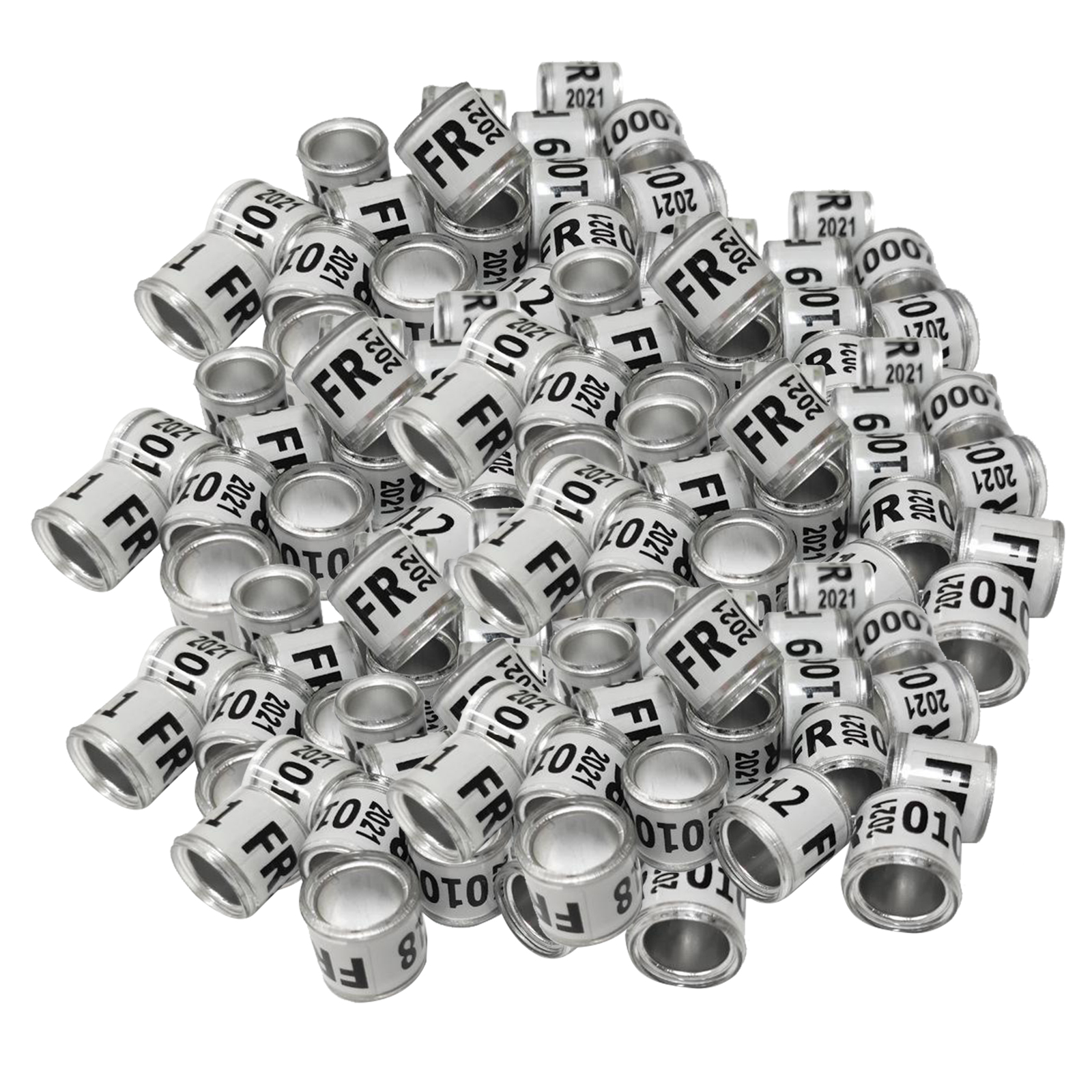 100Pcs 2021 Aluminium Bird  Racing Pigeon Foot Rings Bands 8mm Reusable