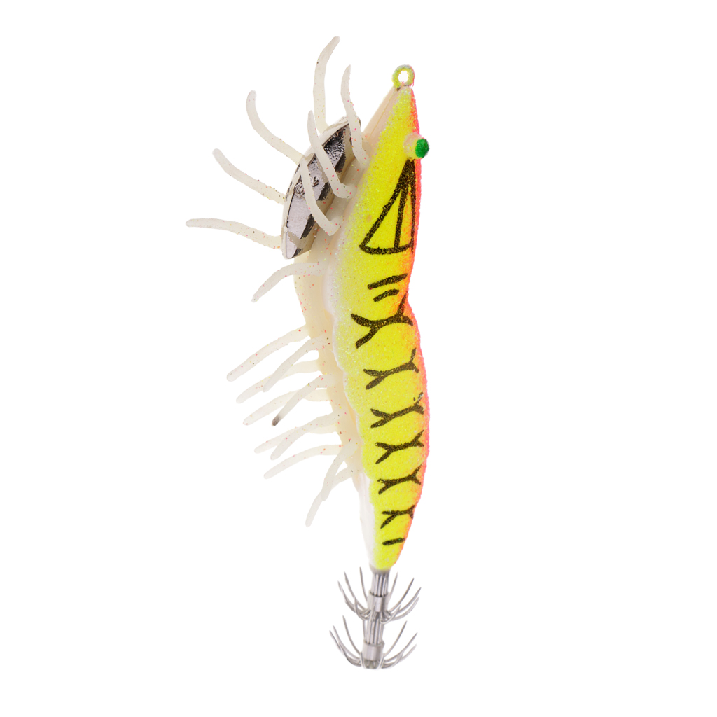 Glow In Dark Squid Jig Hooks Shrimp Fishing Lures With Luminous Soft Leg