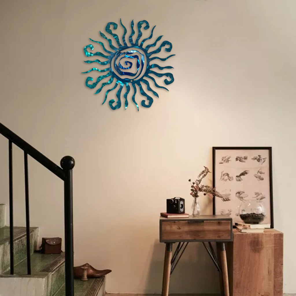 Hanging Decoration Wrought Iron Metal Engraving Crafts Novel Sun Statue for Home, Bedroom, Living Room, Office, Garden