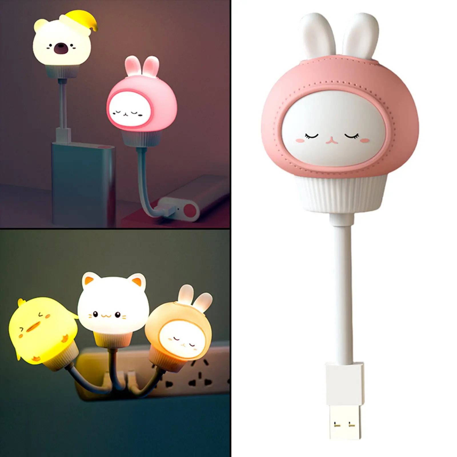 Night Light Mini Animal Remote Control Lighting Decor Decorations Portable Kawaii Under Cabinet Lamp for Kitchen Shelf Bedroom
